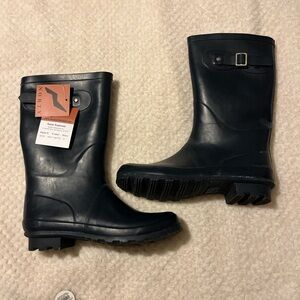 Navy Blue Rain Boots with Buckle